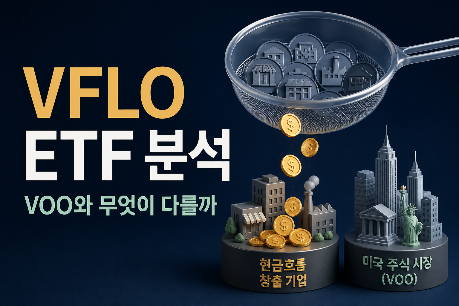 VFLO의 현금흐름 선별과 VOO의 미국 대형주 노출 비교